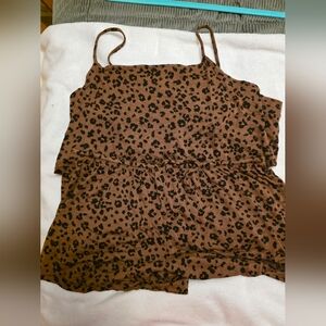 Leopard Print Brown Women's Top